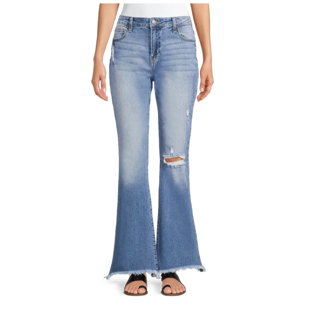 Juniors Flare Jeans Medium Wash Inseam 29"